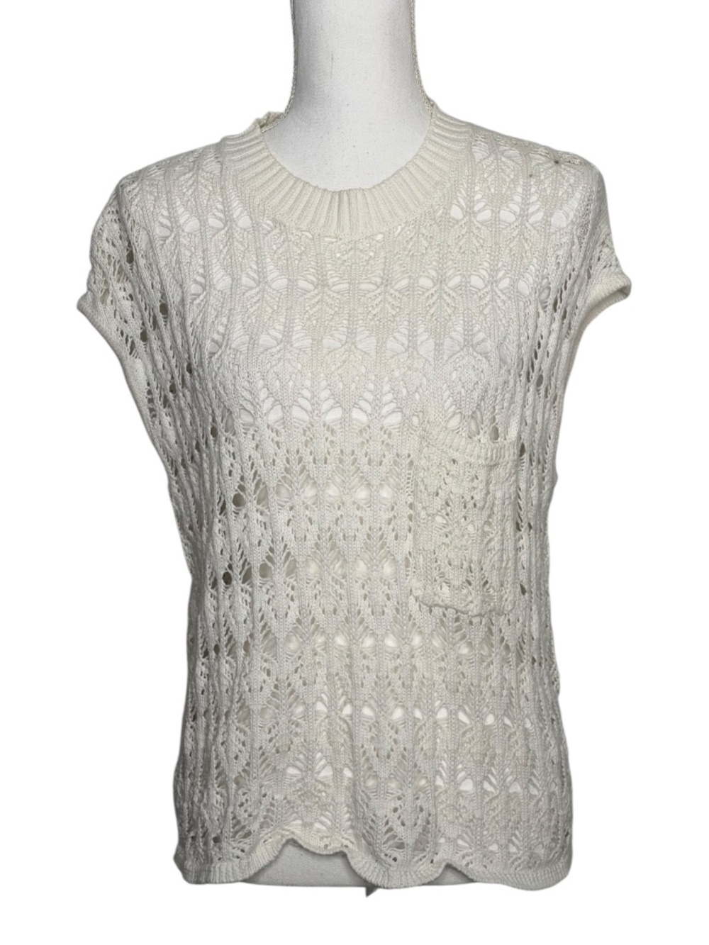 LNA Clothing Open Knit Crochet Sweater Top Blouse Shirt Small